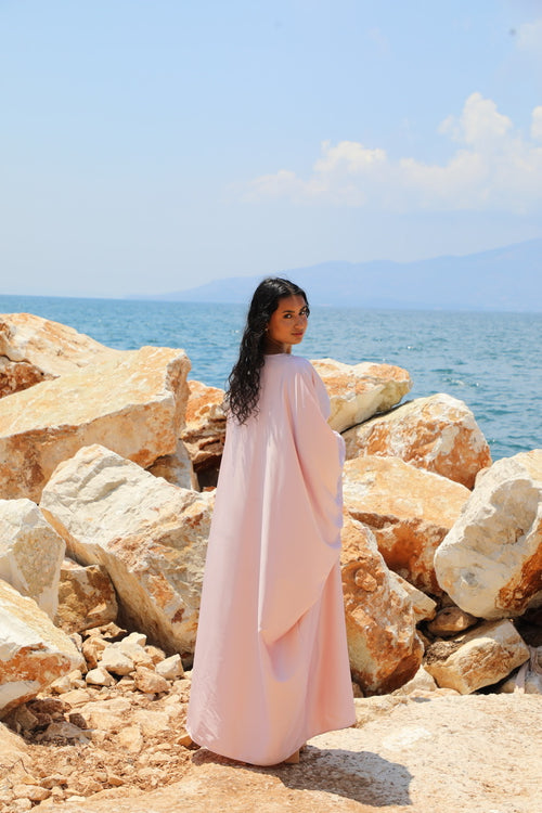 Baby pink butterfly abaya